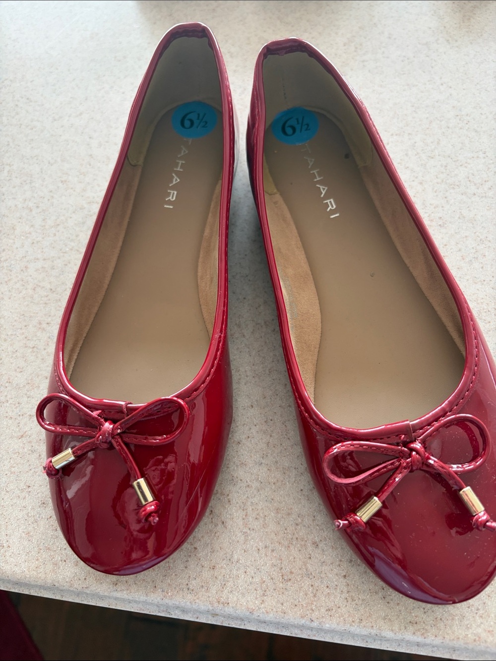 Tahari Red Patent Bow Ballet Flats